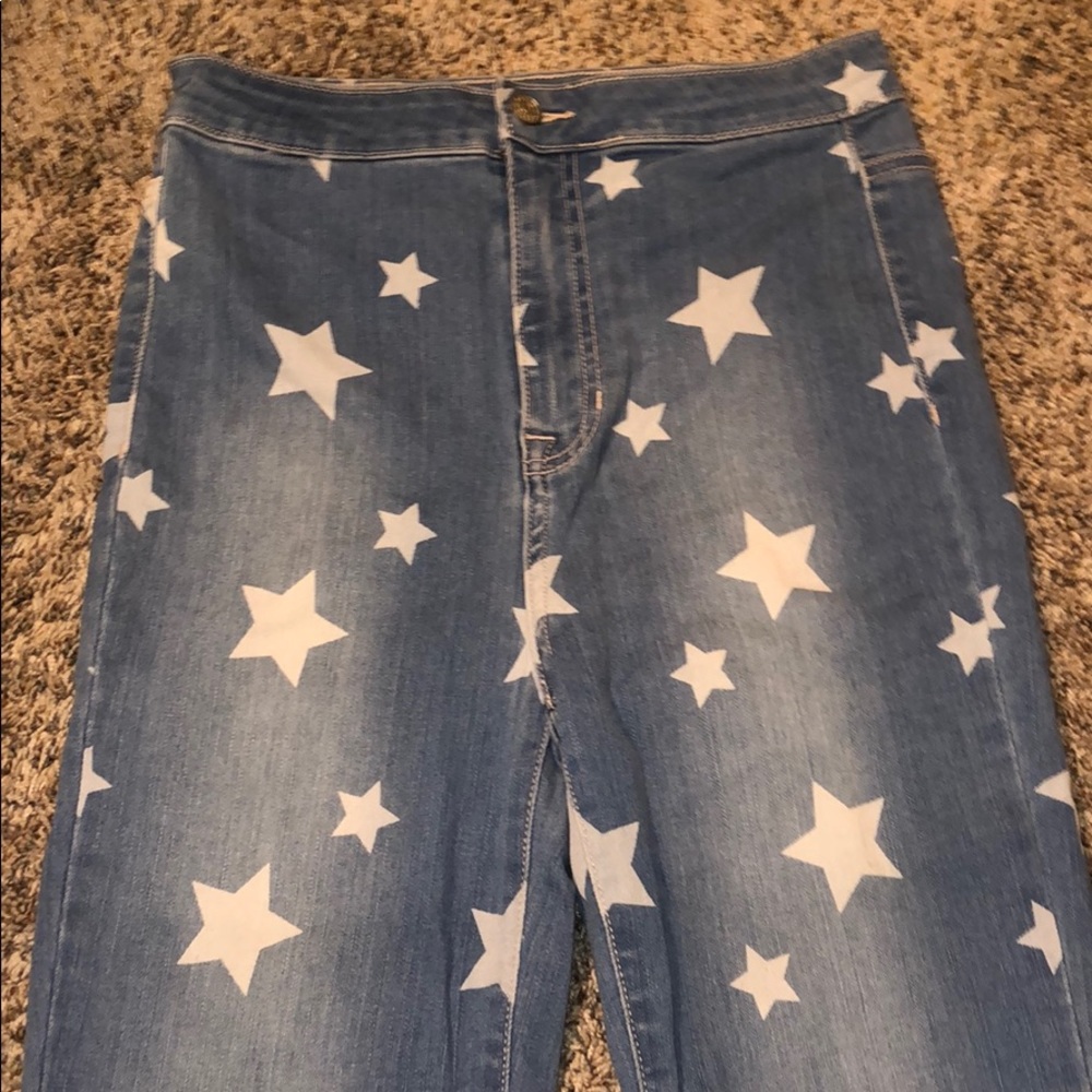 High rise star flare jeans